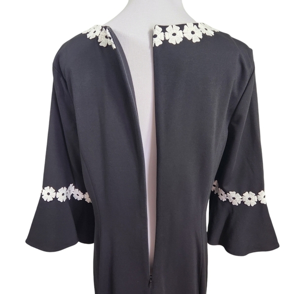 Talbots Embroidered Flounce-Sleeve Shift Dress Black & White, sz 16 - Picture 7 of 11